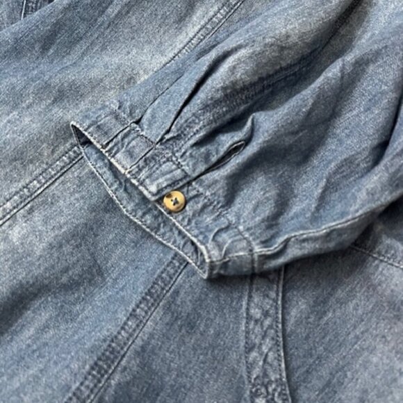 Free People Memories of You Chambray Tunic Top Indigo Boho Size XS - Picture 5 of 9